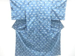 アンティーク　絣柄織り出し手織り紬着物